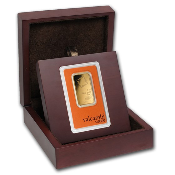 APMEX Wood Gift Box - Valcambi Gold Bar (w/Assay) APMEX Wood Gift Box - Valcambi Gold Bar (w/Assay)